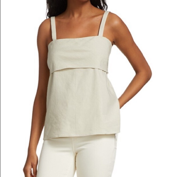 Theory Square-neck Linen Tie-Back Top Size Medium - Picture 2 of 6